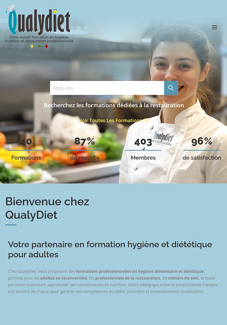 site web catalogue Qualydiet