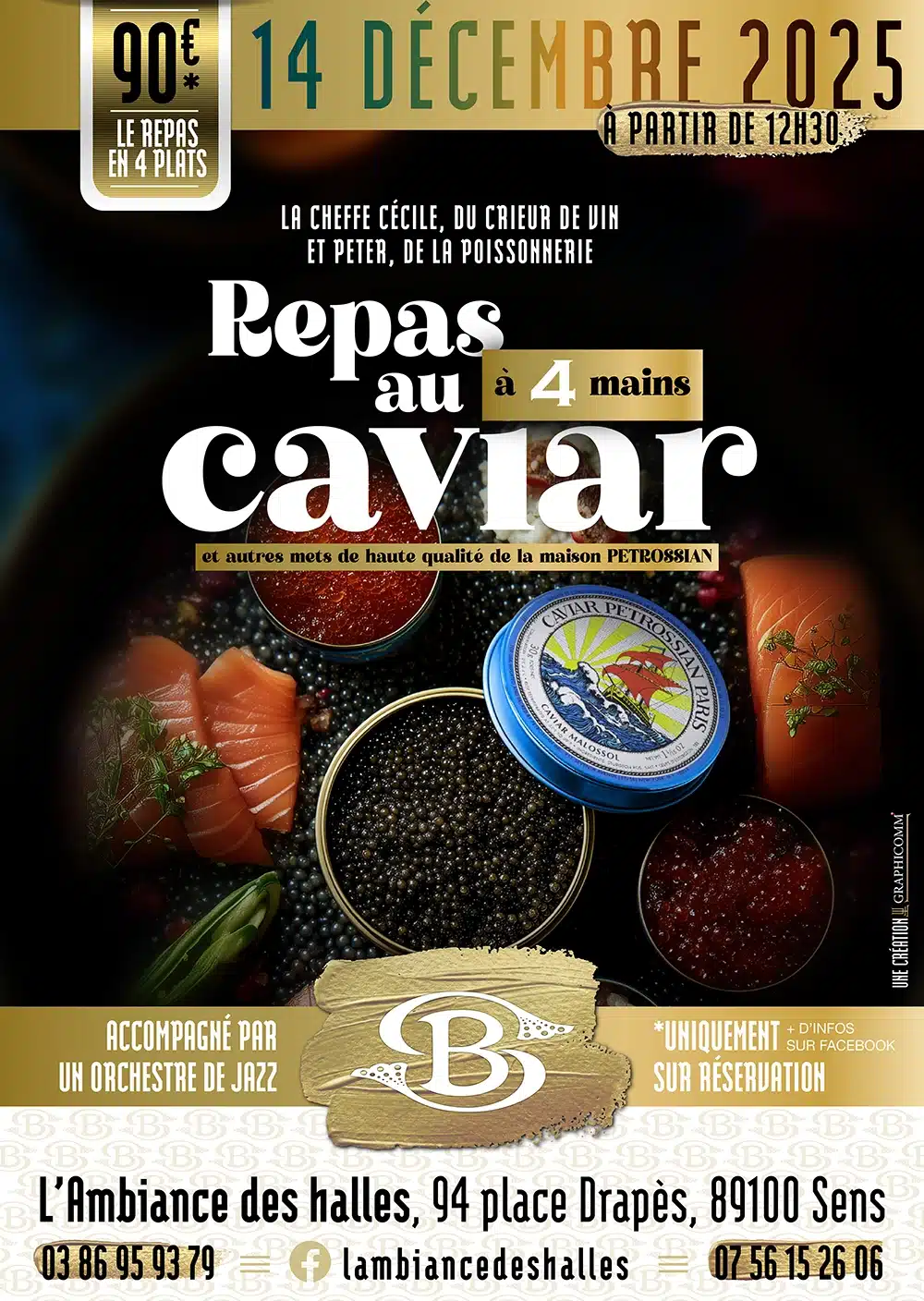 Bâche - L'ambiance des Halles - dégustation caviar