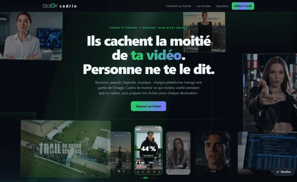 Interface web de Cadrio