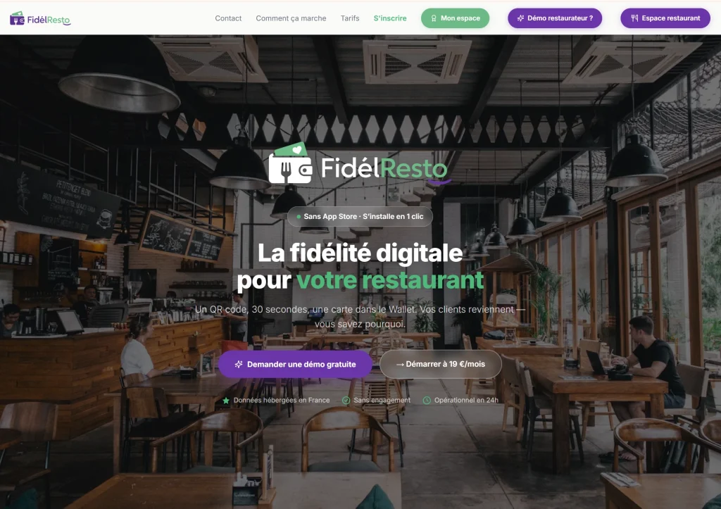 Interface web de FidélResto